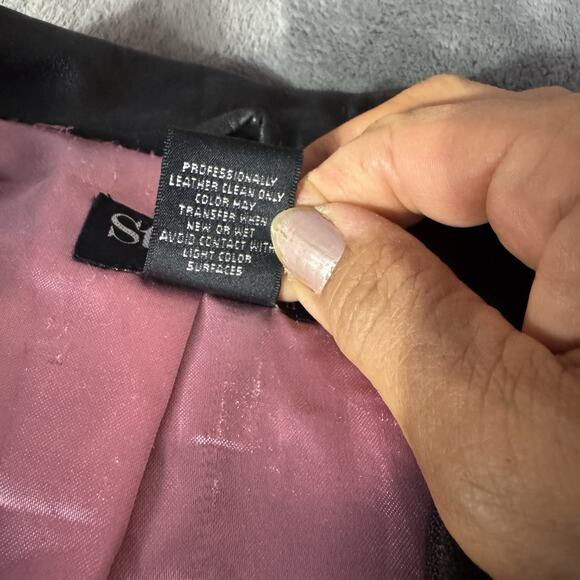 VTG Style & Co Women’s Black Genuine Leather Jacket Size 20W Y2K Quiet Luxury - Picture 4 of 11